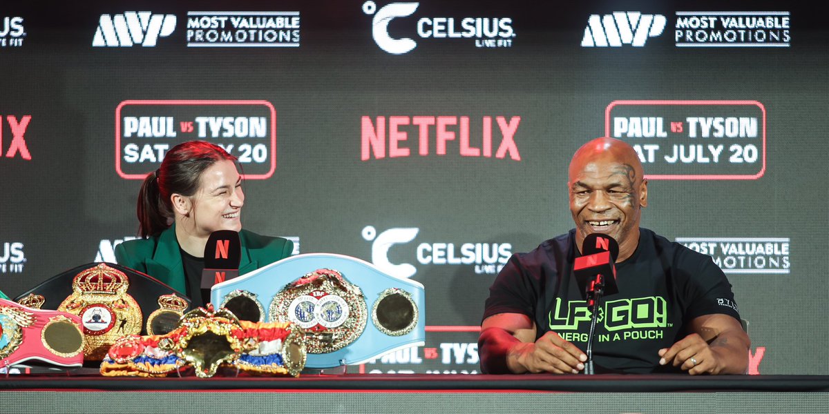 ‼️ NETFLIX AND MOST VALUABLE PROMOTIONS’ 
JAKE PAUL VS. MIKE TYSON AND KATIE TAYLOR VS. AMANDA SERRANO 
ARLINGTON, TEXAS  PRESS CONFERENCE PHOTOS ‼️

📸 1st photo: Cooper Neill / Getty Images for Netflix
Rest: Esther Lin/ Most Valuable Promotions

 #taylorserrano #taylorserrano2