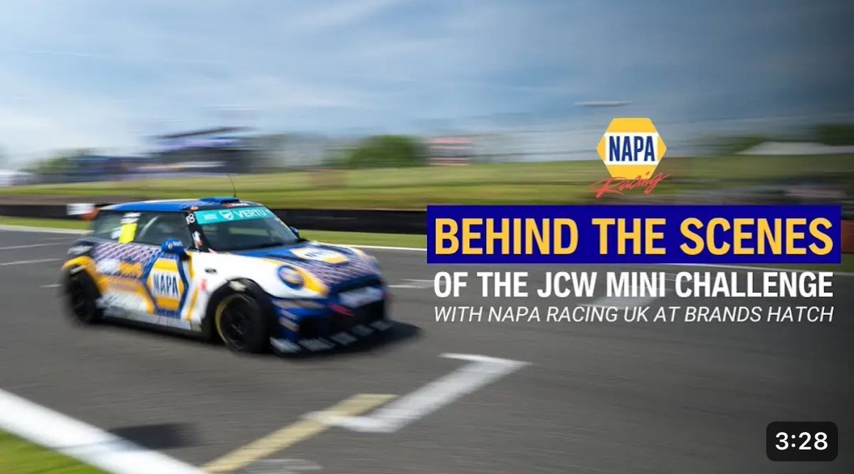 🔵🟡 Go behind-the-scenes of the NAPA Racing @MINIChallengeUK team during round 2 at Brands Hatch with Vice-Champion and 2022 Rookie MINI Challenge JCW Champion, Alex Denning. 

🎥: youtu.be/KSeiH-CeKw8?si…

#NAPARacingUK #MINICHALLENGE #Mini #MiniDrivers #DriverCoach