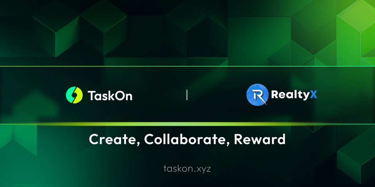 🥳 We are thrilled to announce our partnership with @RealtyX_DAO, the first real estate-backed RWA project built on the base #blockchain! 🔥 Explore a new era of #Web3 #RWA in RealtyX Community! 🚀 taskon.xyz/cmuser/RealtyX… 🎁 To celebrate, we are offering you a chance to share