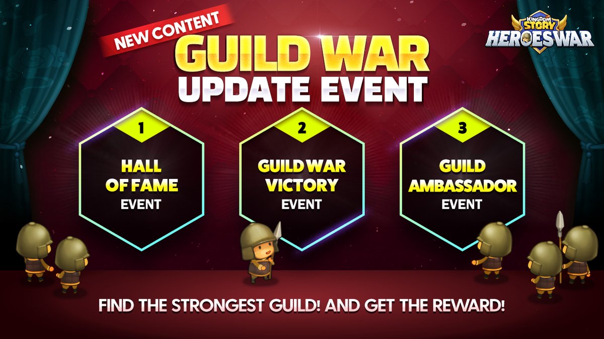 📢GUILD WAR UPDATE EVENTS📢

A new content GUILD WAR is coming soon!💥It will be updated after the maintenance on May 20th. We've prepared many events to encourage monarchs to enjoy the new content GUILD WAR. Join forces and don't miss the chance to get huge rewards!🎁

For