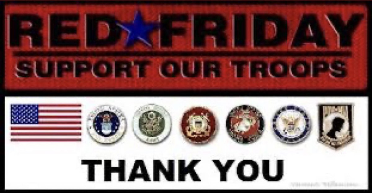 Gmornin all and happy RED Friday! Make it an amazing day and don’t forget to don that RED. Stay safe and be careful out there 😊🇺🇸
