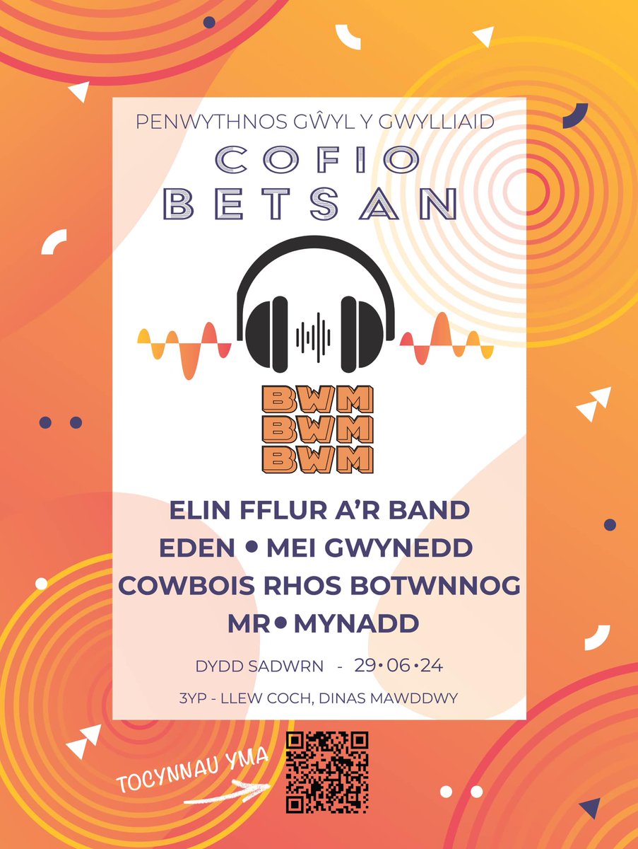 🎵Gŵyl y Gwylliaid - BWM BWM BWM🎵 🔹Elin Fflur a'r Band 🔸Eden 🔹Mei Gwynedd a mwy... 📅29/06/2024 🔗amam.cymru/gwyl-y-gwyllia…