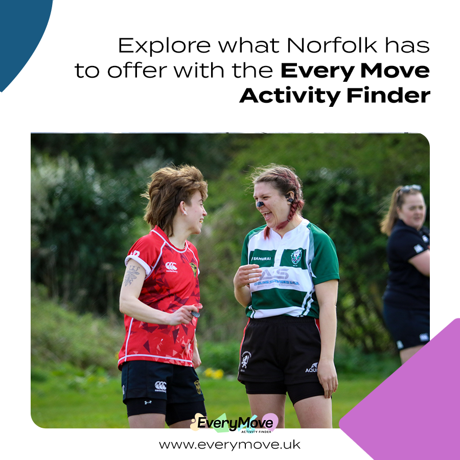 ActiveNorfolk's tweet image. Moving more for your mental health is important, and something that's being highlighted this #mentalhealthawarenessweek 

Find new ways to get active in Norfolk today on the #EveryMove activity finder: everymove.uk