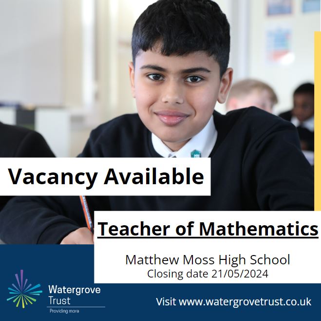 New Vacancy Alert! 🚨 An exciting opportunity has arisen for an outstanding Teacher of Mathematics to join our school community. Apply here: bit.ly/4byTTef #providingmore #watergrovetrust #getrochdaleworking #vacancies #CHANGE