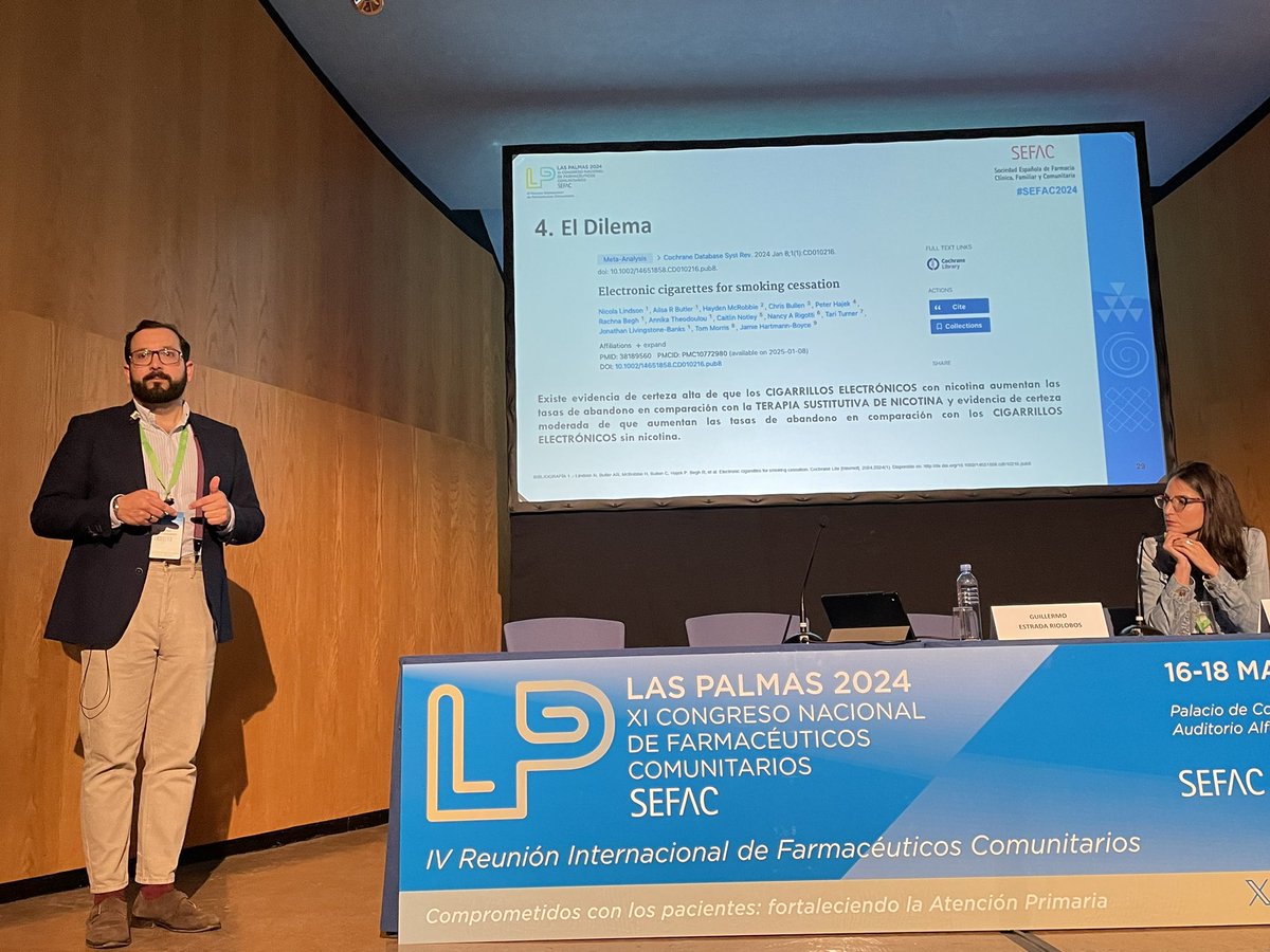 Evidencias en el tratamiento del tabaquismo. Planteamos el dilema con los e-cig.
No existe la reducción de daños!!
#cesaiontabaquica #sefac2024 #congresosefac #farmaciaasistencial