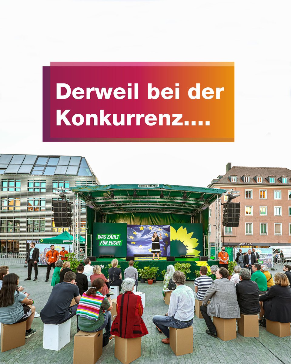 Unsere Veranstaltungstour ist ein voller Erfolg und zeigt, dass unsere Inhalte und Kandidaten ankommen! Derweil schrumpft die grüne Konkurrenz auf Stuhlkreisgröße zusammen… #bsw #europawahl2024