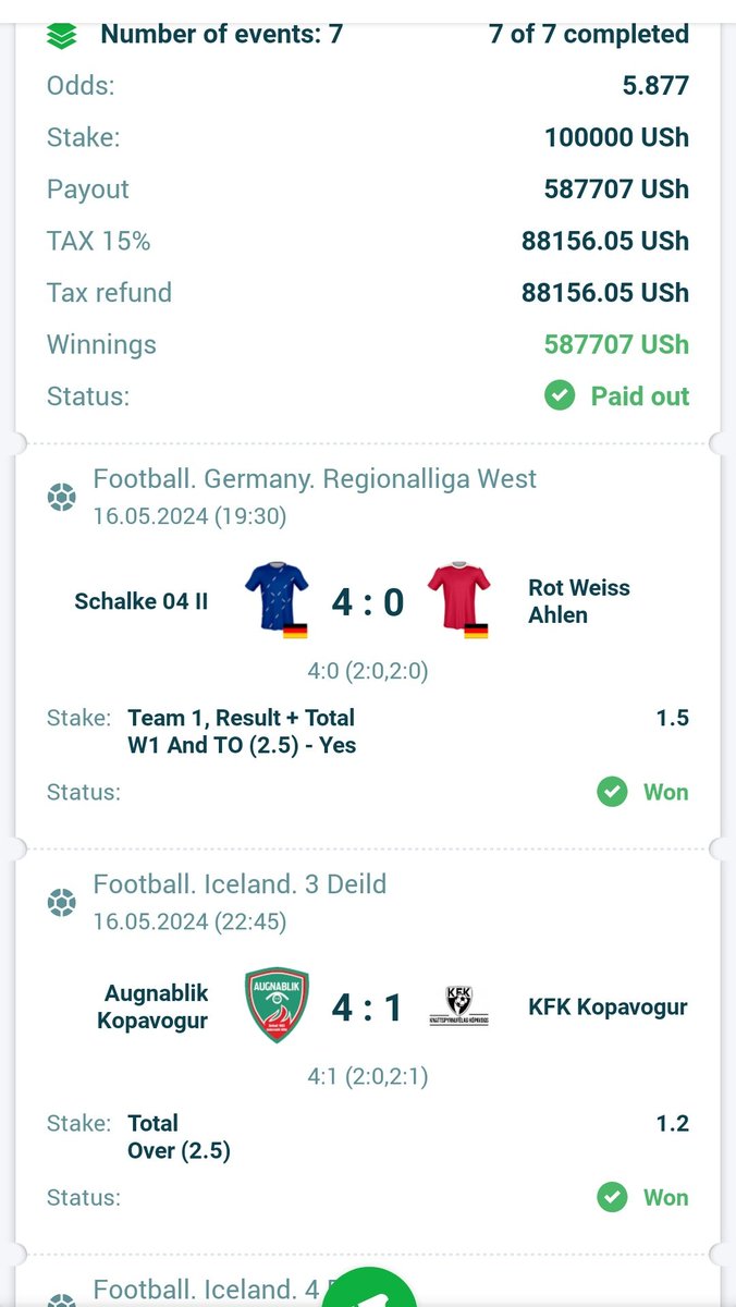 This was massive  580k🎊🎊 was successfully won  on 22bet.com who wants to miss such winnings really???🙌🙌🤗

  what u do  register at 22bet.com and make sure u use promocode Sureodd2 for 💯 welcome bonus 😉