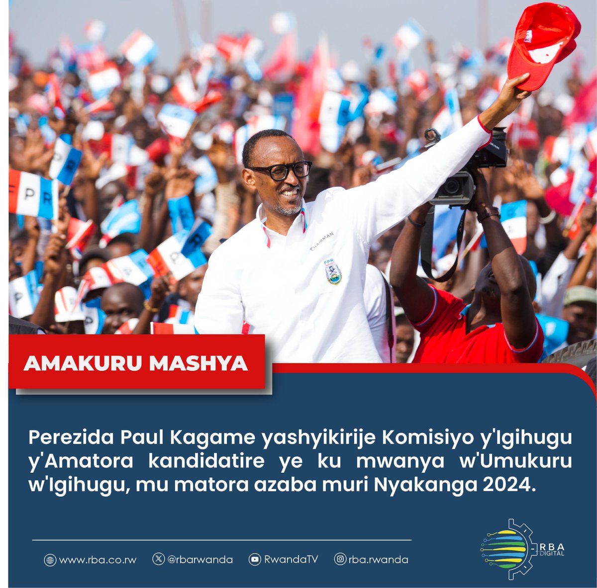 🚨AMAKURU MASHYA🚨 Perezida Paul Kagame yashyikirije Komisiyo y'Igihugu y'Amatora kandidatire ye ku mwanya w'Umukuru w'Igihugu, mu matora azaba muri Nyakanga 2024. #RBAAmakuru #Amatora2024