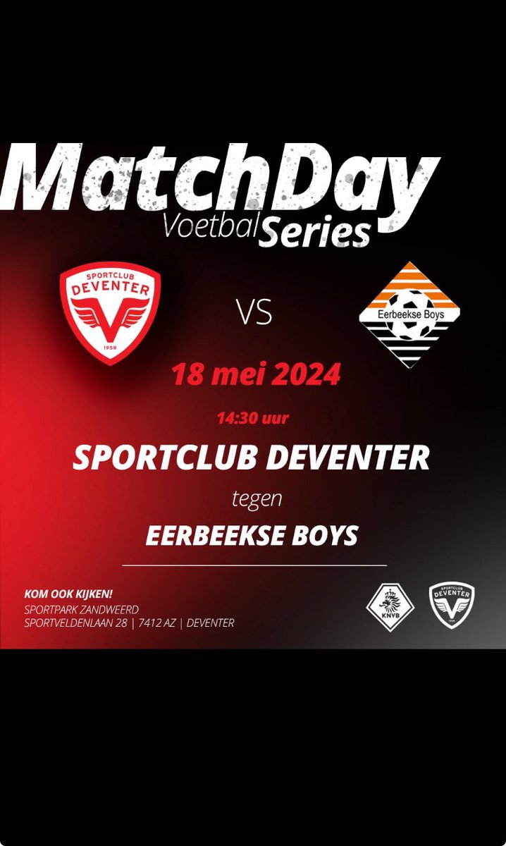 Let op! We spelen een half uur eerder dan gebruikelijk <a href="/SC_Deventer/">Sportclub Deventer</a>