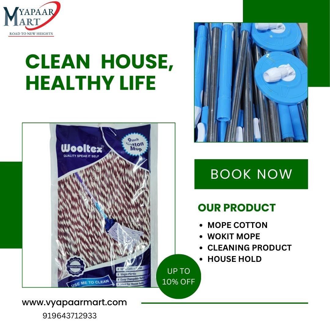 looking for distributors and wholesalers
Clean smarter with our eco-friendly cotton mop. Long-lasting, super absorbent, and ideal for all household surfaces.
#CottonMop
#EcoFriendlyCleaning
#EffortlessClean
#SustainableCleaning
#DeepClean
#HomeCleaning
#DurableMop
#AbsorbentMop