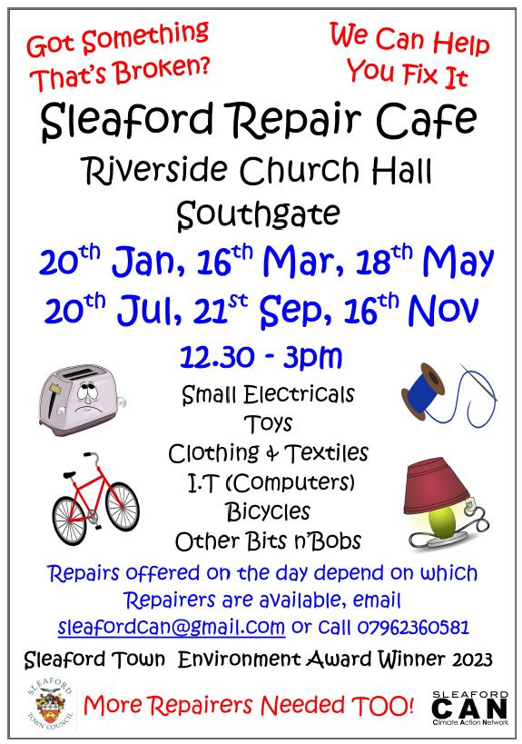 Don't miss the Repair Cafe in Sleaford this Saturday, May 18th!  Bring your broken items & get them fixed for free while enjoying great company and learning new skills. 🛠️ 
Fixers are always needed – come along & find out more!
#Sleaford #RepairCafe #Sustainability #MakeDoAndMend