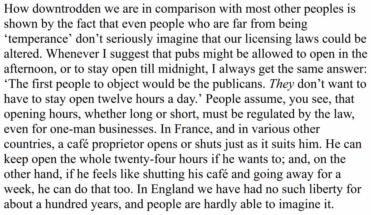 It definitely is a very British thing to believe with one's heart and soul that everything is either banned or mandatory, with nothing in between. Orwell wrote this in 1944, about pub opening times: