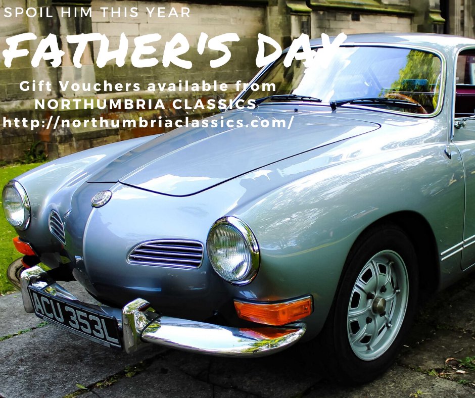 Spoil Dad rotten this #fathersday with a day out in a 51 year old VW Karmann Ghia from @ClassicCar_Hire – so much nicer than smellies!! northumbriaclassics.com