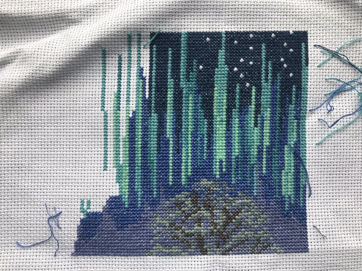 Friday cross stitch update. Comparison between 10 & 17 May 2024. #CrossStitch #BothyThreads #SycamoreGap #LucyPittaway