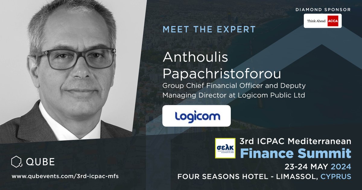 Join us for the panel on Currency and Interest Rate Volatility with Anthoulis Papachristoforou, CFO and Deputy Managing Director at #LogicomPublicLtd, at the 3rd #ICPAC #Mediterranean #Finance Summit on May 23-24, Four Seasons Hotel in Limassol. Book at bit.ly/44rUtGT