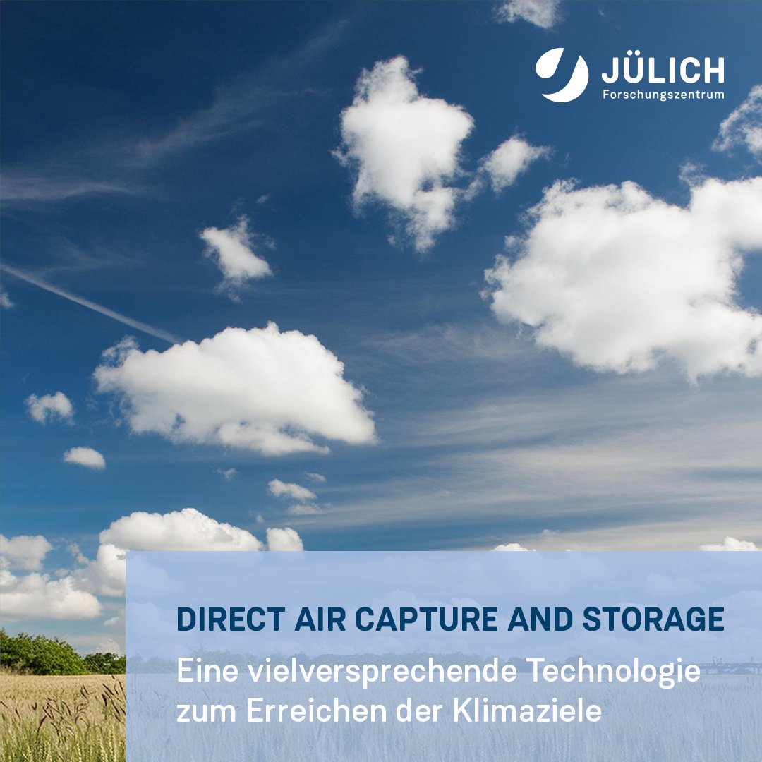 Die #Klimaziele 🌍 werden nur zu erreichen sein, wenn #Kohlendioxid in großem Maßstab aus der #Atmosphäre entfernt und dauerhaft gespeichert wird. Direct Air Capture and Storage (#DACS) wird hier eine kosteneffiziente und vielversprechende Technik sein. fz-juelich.de/de/aktuelles/n…