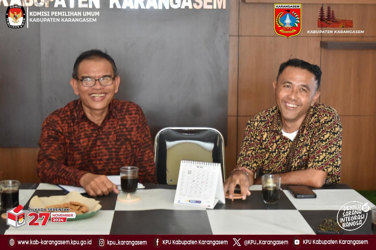 #TemanPemilih, Komisi Pemilihan Umum Kabupaten Karangasem menerima kunjungan KPU Provinsi Bali dan Bawaslu Provinsi Bali di Ruang Media Center KPU Kabupaten Karangasem, Jumat (17/5).