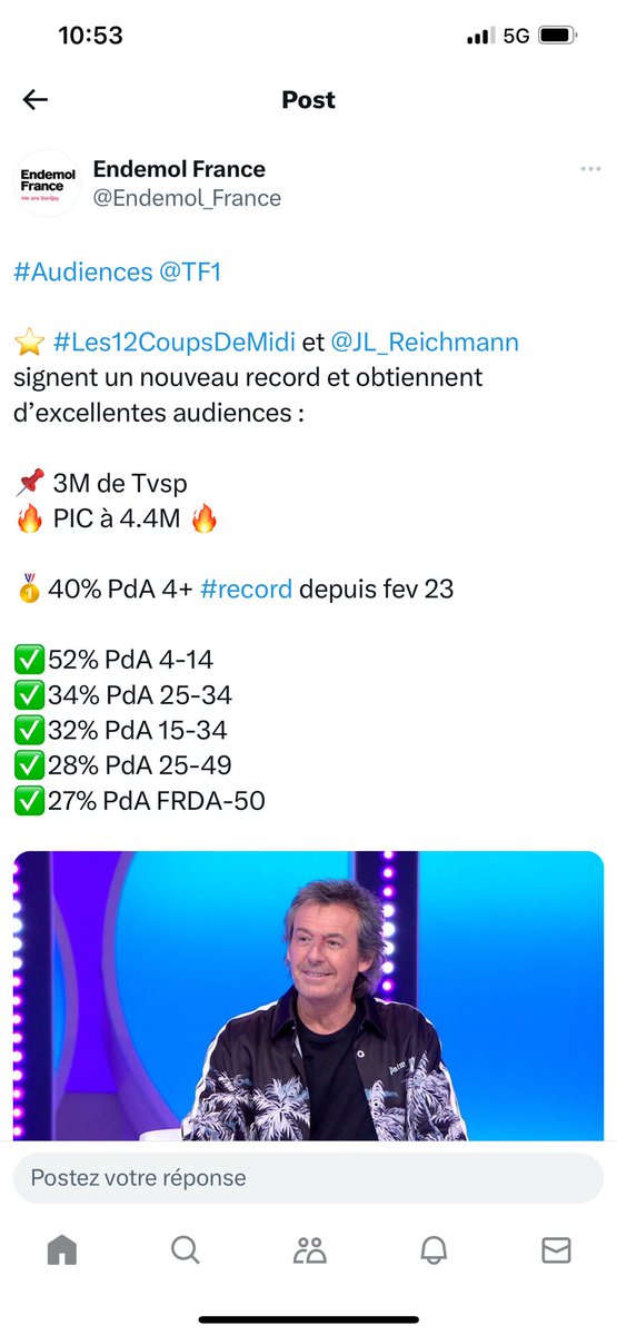 Pluie de records pour nos émissions quotidiennes !! #12coupsdemidi #secretstory #LMBF bravo à toutes les équipes @Endemol_France !!!!