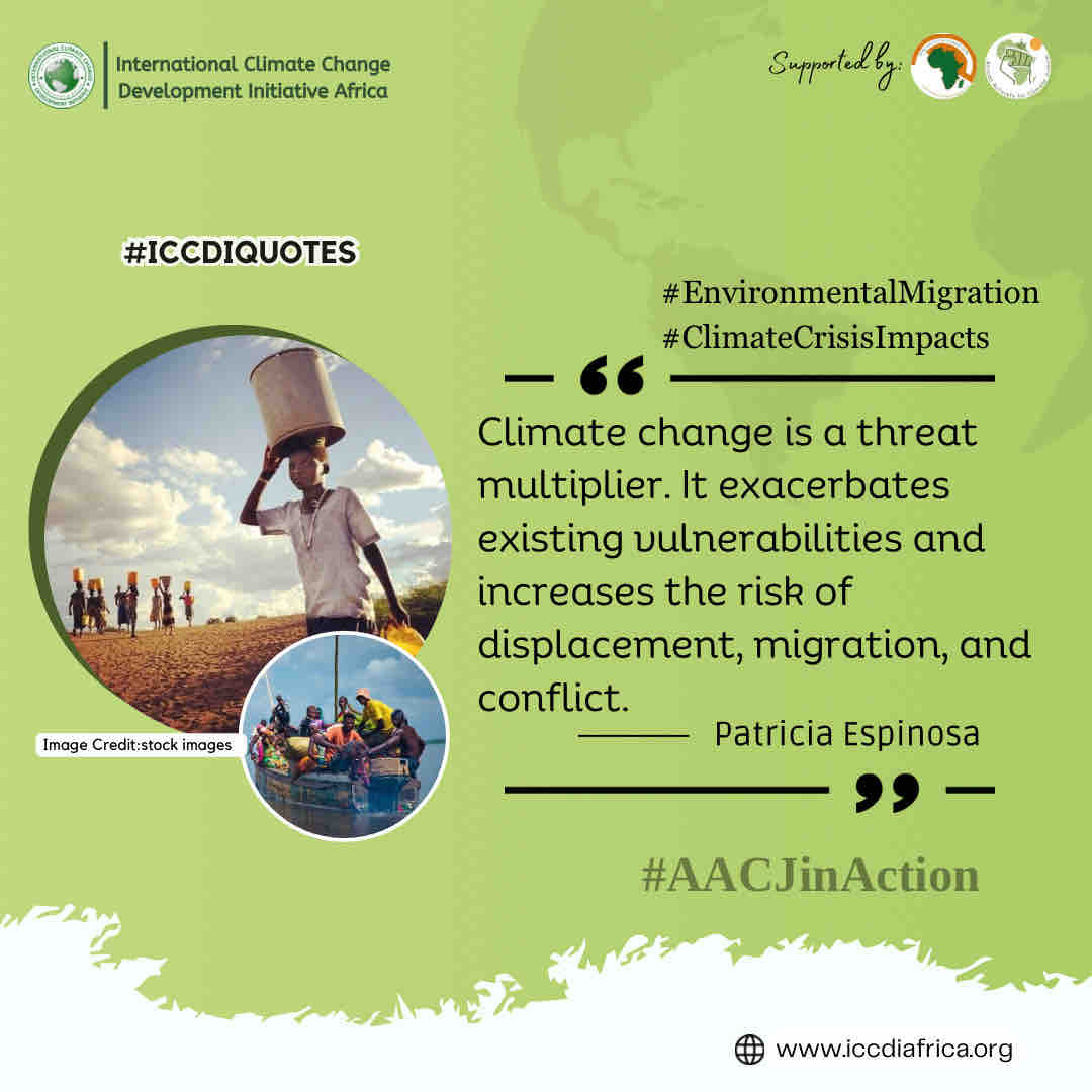 Climate change is a threat multiplier. It exacerbates existing vulnerabilities and increases the risk of displacement, migration, and conflict.” - Patricia Espinosa. 

#EnvironmentalMigration #ClimateCrisisImpacts #AACJinAction