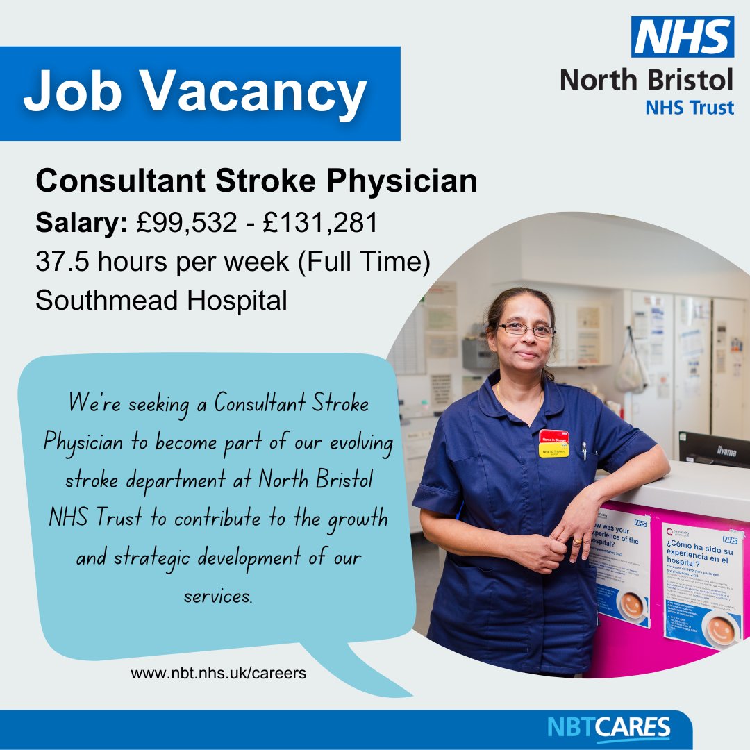 📢 New Opportunity - Consultant Stroke Physician 📢

Join us as we build on our high quality care and SSNAP ‘A’ rating, working as a team to enhance stroke services and making a meaningful impact in healthcare.

🔍 ow.ly/1Q0I50RGWpW