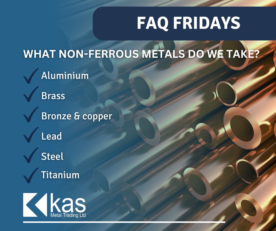 We offer #ScrapMetal recycling of either ferrous or non-ferrous metals ♻️

Here are some examples of non-ferrous metals that we take at our #ScrapYard ⚙️

#ScrapMetalRecycling #NonFerrousMetals #ScrapMetalMerchants