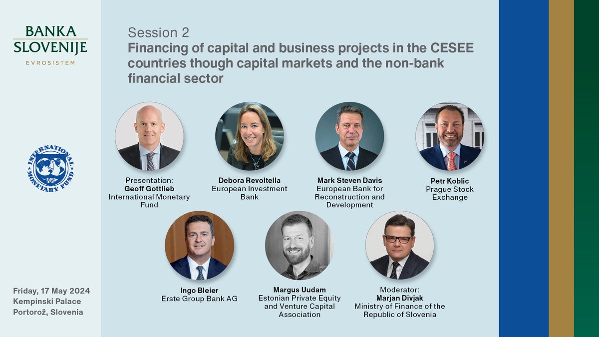 Follow the international conference “Financial systems in the CESEE region” live.👉youtube.com/watch?v=-RaS47… Session 2 starts at 11:30 and includes high-level speakers from @IMFinCEE, @IMFinEurope, @EIB, @ebrd, @ErsteGroupIR, @wiener_boerse and @mfinance_gov_si.