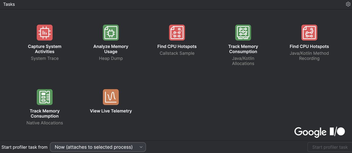 🛠️ Understand and fix performance issues in your Android app with the Android Studio Profiler.

Discover new capabilities and meet a completely new profiler to get useful, actionable feedback → goo.gle/3UKZBTt

#GoogleIO