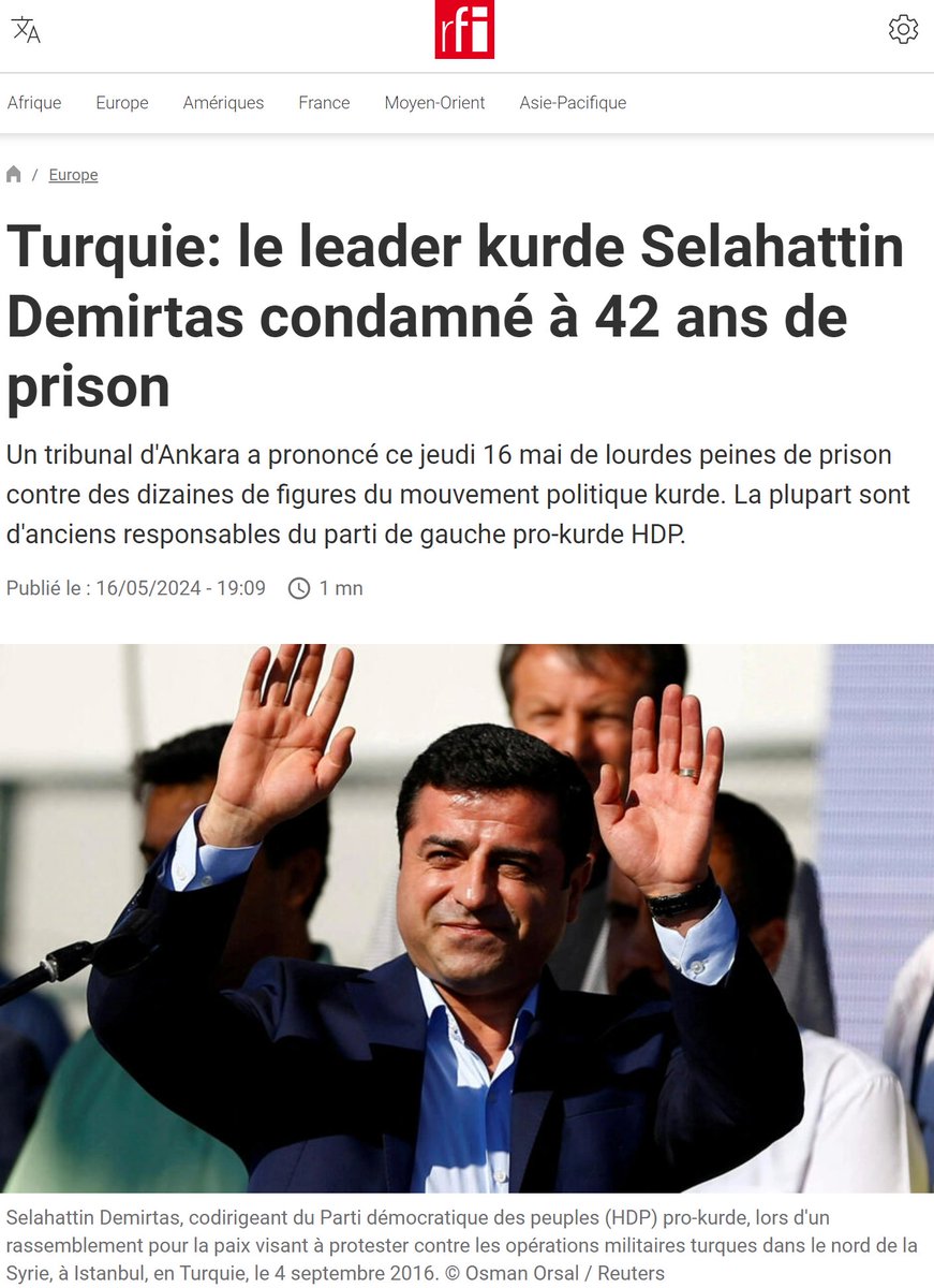 🚨Lourdes condamnations par la justice turque contre des responsables politiques kurdes auxquels j'affirme ma pleine solidarité. 👉Fin 2020, la @ECHR_CEDH constatait plusieurs violations des droits humains, ordonnant la libération immédiate de M. Demirtaş, incarcéré depuis 2016!