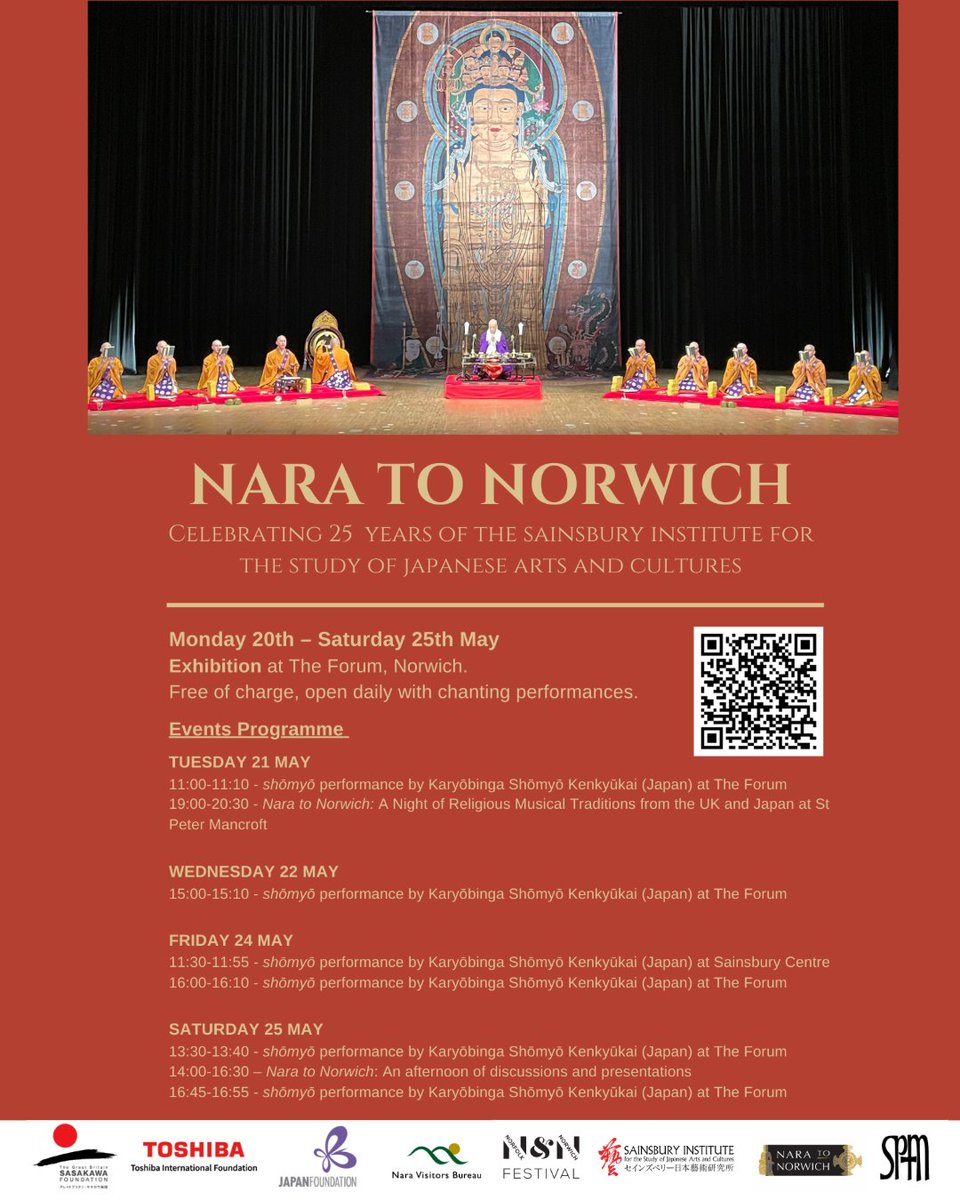 We are very excited for next week's 25th Anniversary Nara to Norwich free events we've put together and hope that you can join us in #Norwich! More information: sainsbury-institute.org/japan-in-norwi…