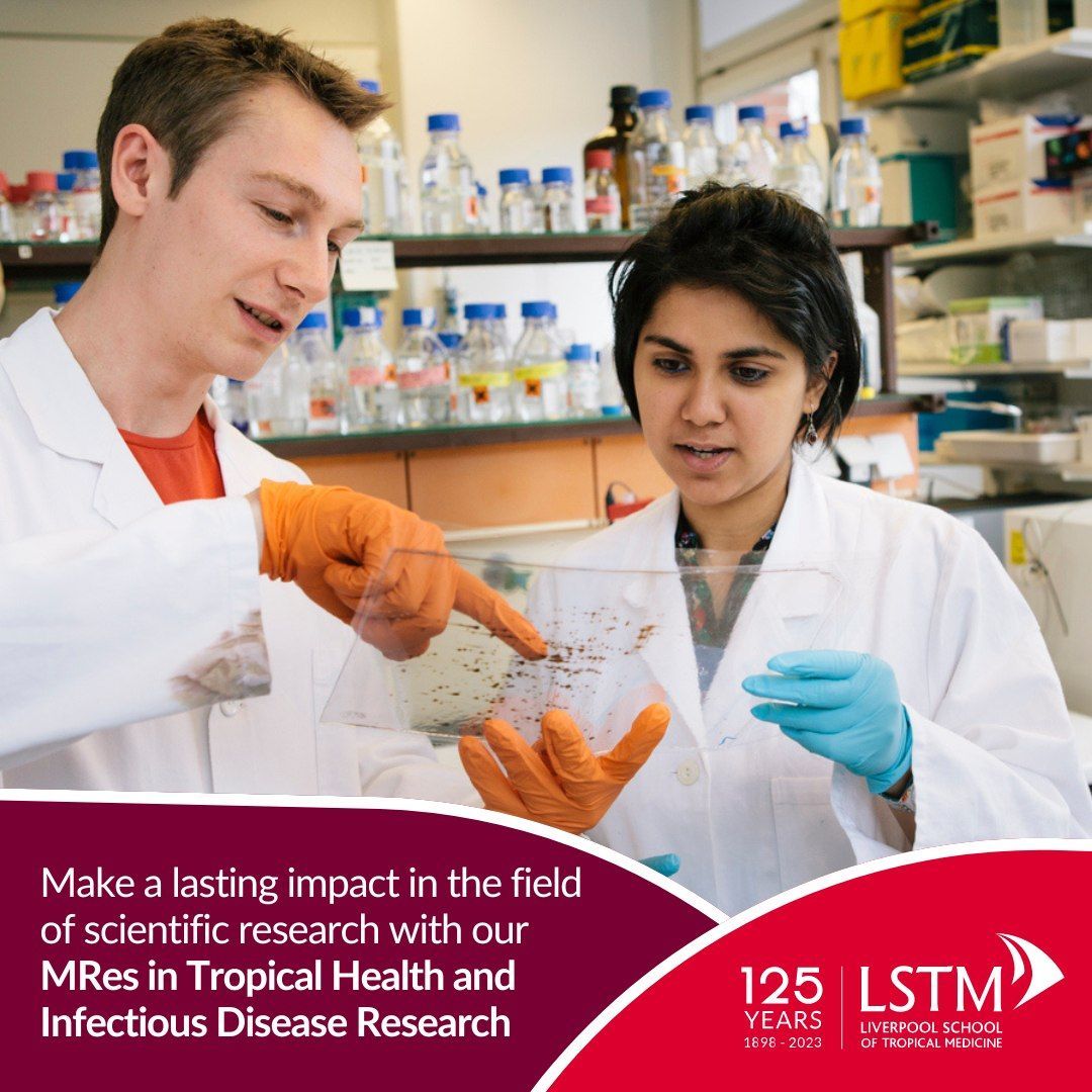 Our MRes in Tropical Health and Infectious Disease Research will help you gain a fully immersive experience of what it means to undertake scientific research alongside world-leading experts. 

Learn more: lstm.ac/mres