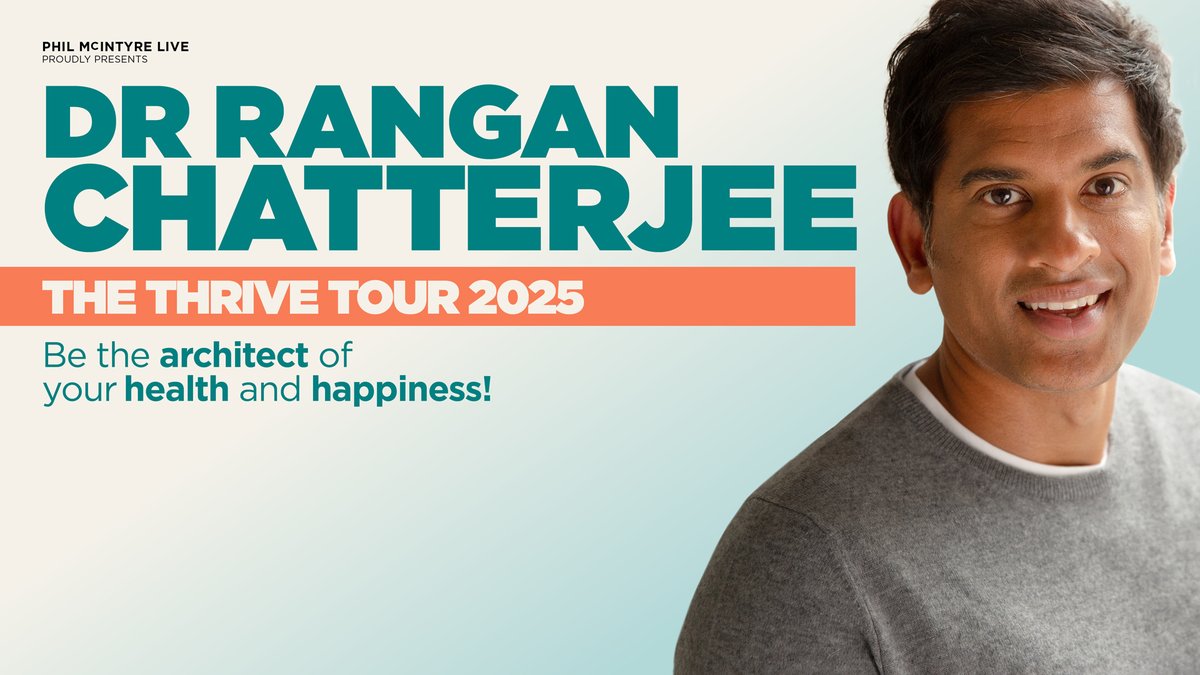 📢 New Show Announcement 📢 Be empowered. Be inspired. And learn how to thrive. Join Dr. Rangan Chatterjee for two hours that will transform the way you feel about your own life. The Thrive Tour | Sat 29 Mar 2025 General on sale Tue 21 May 10am 🎟️ atgtix.co/3UYof4l
