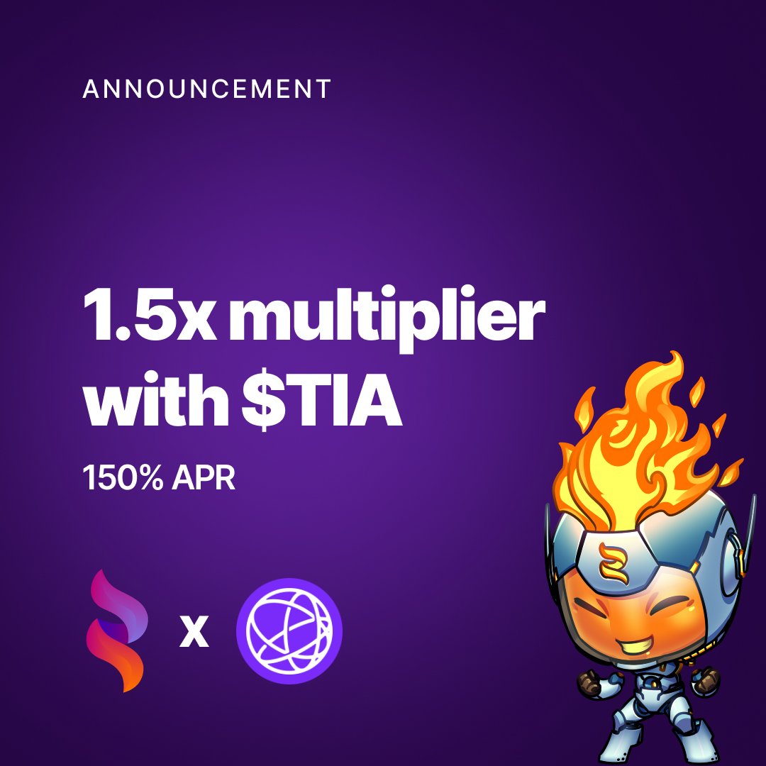 Multiply your rewards with $TIA at firefly! 🔥

Boost your points with a 1.5x multiplier and a 150% APR during our 3-month airdrop by providing LP with $TIA!

Get the Highest $TIA APRs on @MantaNetwork 🌱
