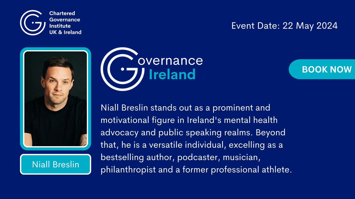 We are thrilled to announce that Niall Breslin will be delivering the closing keynote at Governance Ireland this year. Secure your ticket now: buff.ly/3UzfJYj #CGIUKI #GovernanceIreland2024 #Governance #Sustainability #CGIUKIEvent