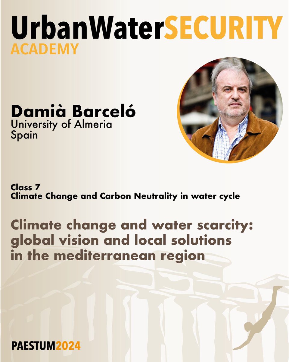We are honoured to have @Damia_Barcelo as the esteemed Honorary Chair of the Academy and as Academic Team member  with a lecture in our Class 7 on '#ClimateChange and #CarbonNeutrality in the #WaterCycle'. 
For more info: UrbanWaterSECURITY.com