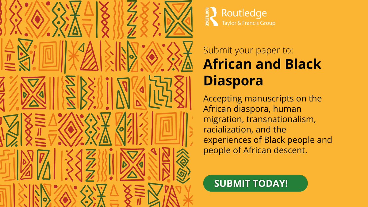 Articles focusing on topics relating to African diaspora, human migration, transnationalism and racialization are welcomed by interdisciplinary journal African and Black Diaspora. 👉 Learn more about how to submit: spr.ly/6019dnGHV #TandFAfricaMonth