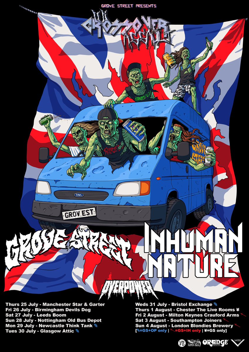 Grove Street (@grovestreethc) on Twitter photo Stoked to announce The UK Crossover Assault tour alongside Inhuman Nature & <a href="/OverpowerThrash/">OVERPOWER -</a>!
Tickets live Monday 10am!
🎨: Dan Goldsworthy Stoked to announce The UK Crossover Assault tour alongside Inhuman Nature & <a href="/OverpowerThrash/">OVERPOWER -</a>!
Tickets live Monday 10am!
🎨: Dan Goldsworthy