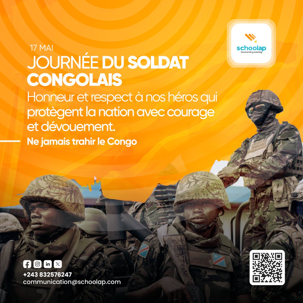 Honneur aux soldats congolais ! 🇨🇩 #JournéeDesForcesArmées Hommage aux héros qui défendent notre nation avec courage et abnégation. Merci pour vos sacrifices ! #FiersDeNosSoldats #FARDC #JournéeNationale #RDCongo