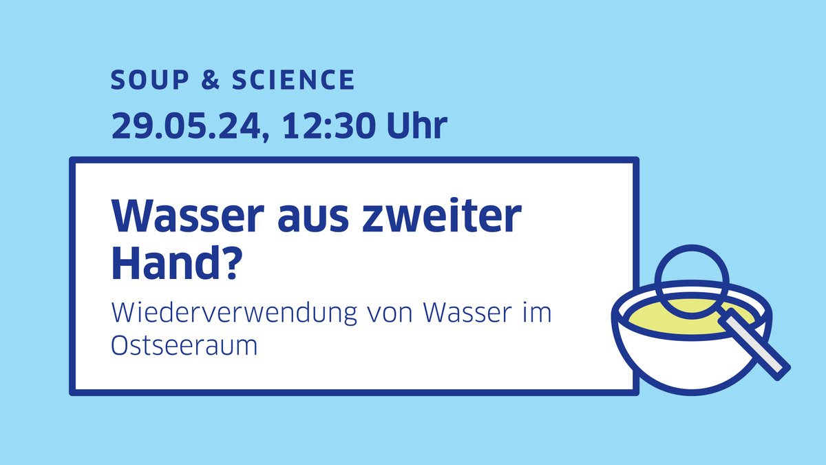 #Wasser aus zweiter Hand? Das WaterMan Projekt fördert die Wiederverwendung von Regen & Abwasser im Ostseeraum, um den #Wasserverbrauch zu reduzieren. Unser Lunchtalk Soup & Science mit Elisa Rose & Pia Schumann @kompetenzwasser am 29.05. Jetzt anmelden: doo.net/veranstaltung/…