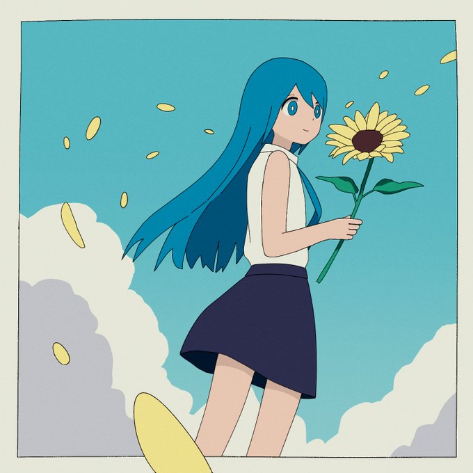 「blue sky sunflower」 illustration images(Latest)