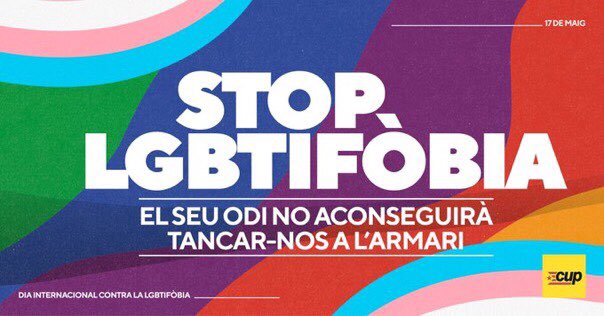 🏳️‍🌈 El seu odi no aconseguirà tancar-nos a l'armari

STOP LGBTIFÒBIA

Lliures per ser, fer i sentir! ✊🏽

17 de maig Dia Internacional contra l'Homofòbia, la Transfòbia i la Bifòbia.

#BarberàDelVallès