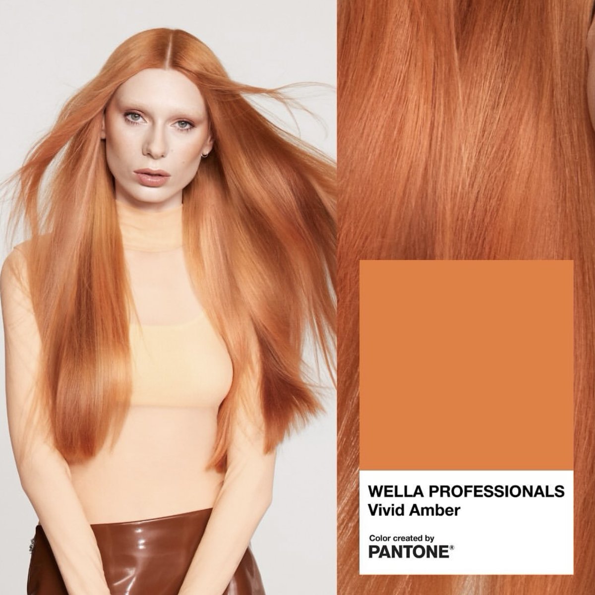 New colour inspiration from Wella Professionals and Pantone: Vivid Amber, a bold copper that looks incredible in long lengths and smooth hair - the shine is amazing. Also suits short crops, medium length .... in fact, Vivid Amber just suits every style. #NewColour #NewTrend