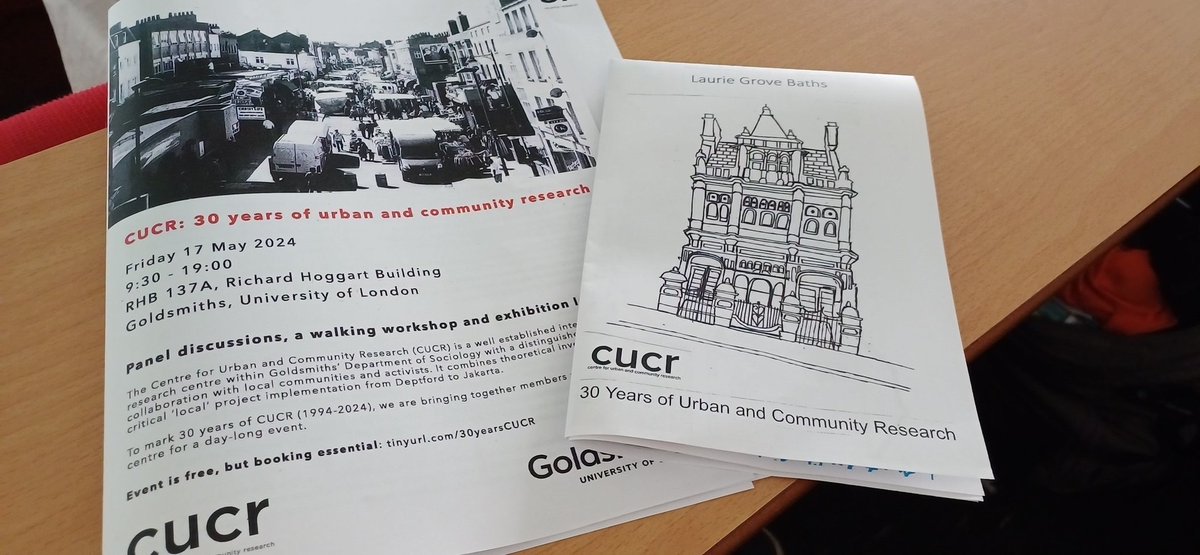 Today I am here @thecucr for #cucr30, 30 years of urban and community research: described by Nikolas Rose as 'the Frankfurt School meets the Chicago School on the banks of the Thames'...