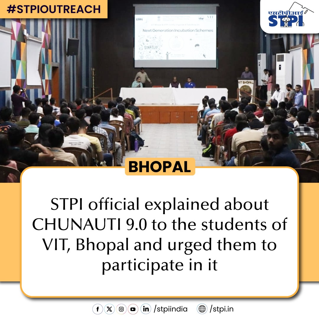 T:36- STPI official urged the students of VIT, Bhopal to participate in the ongoing #CHUNAUTI9.0, an online challenge under #NGIS. #STPIOutreach #STPIBeyondMetros @STPIBHOPAL @VITBhopal