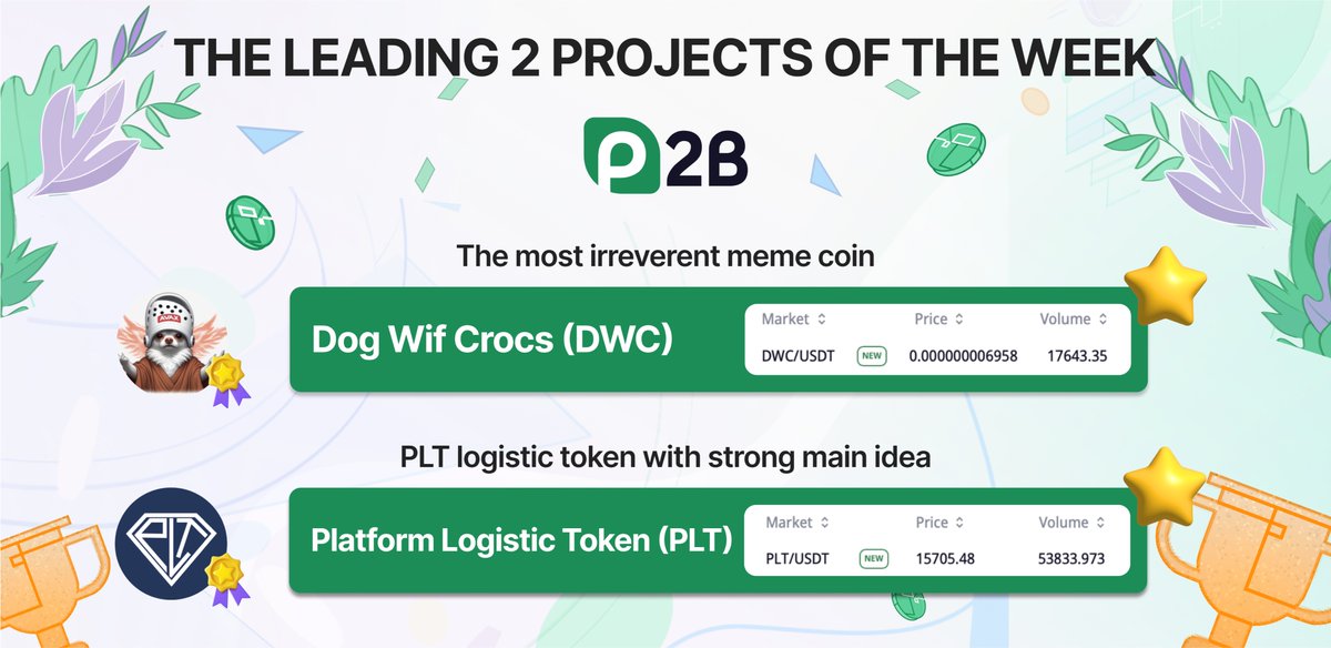 ⭐️The leading 2 projects of the week on P2B Exchange⭐️ 1️⃣ Dog Wif Crocs (DWC) : the most irreverent meme coin, a fun and irreverent meme coin on the Avalanche blockchain. Project have combined AVAX culture steeped in Crocs with dynamic dogs, and the result is the only WIF on