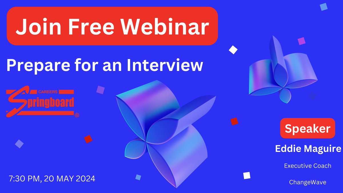 Join us for a free webinar led by Eddie Maguire, an Executive Coach and Director of ChangeWave Ltd.

Don't leave your interview success to chance. Register Now: buff.ly/4bmQ10j 

#freewebinar #inyerview #employmentsupport #InterviewPreparation #CareerDevelopment