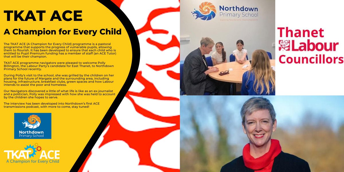 Our @TKATACE Navigators from @TKATAcademies  Northdown Primary School welcomed the @UKLabour candidate for East #Thanet to school recently.

@PollyBLabour got ‘grilled’ by the students on topics they are concerned about.
Thank you for visiting.

#oneTKATfamily