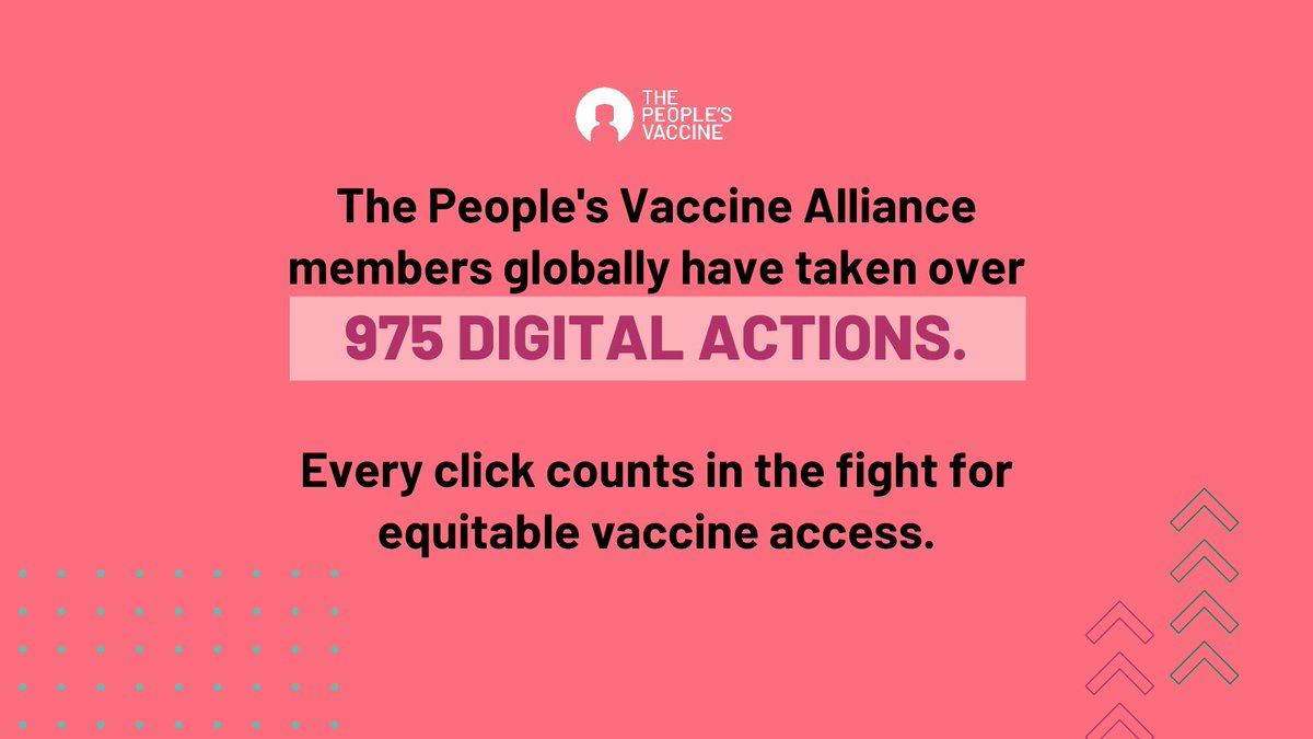 For the past 4 years, the People's Vaccine Alliance members worldwide have taken over 975 digital actions. Every digital action contributes to the push for equitable vaccine access for everyone, everywhere. Visit our impact page here: peoplesvaccine.org/impact/