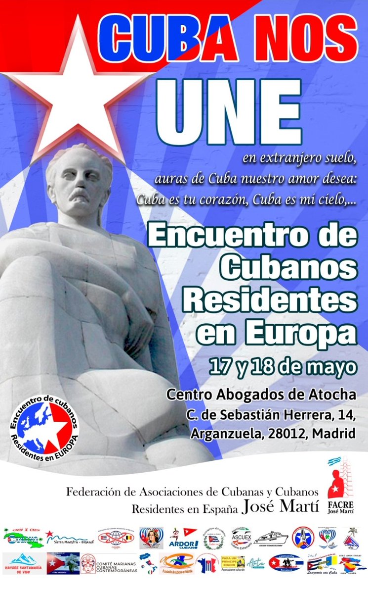 Una veintena de asociaciones de cuban@s residentes en #Europa, se dan cita en su evento regional #ECRE2024
#CubaNosUne, nos fortalece, nos identifica, nos convoca y nos abraza
Creando proyectos para romper el criminal bloqueo de #EEUU a #CubaUnica
 <a href="/CubaECRE/">Cubanxs - ECRE</a>
<a href="/NacionyEmig/">Nación y Emigración</a>