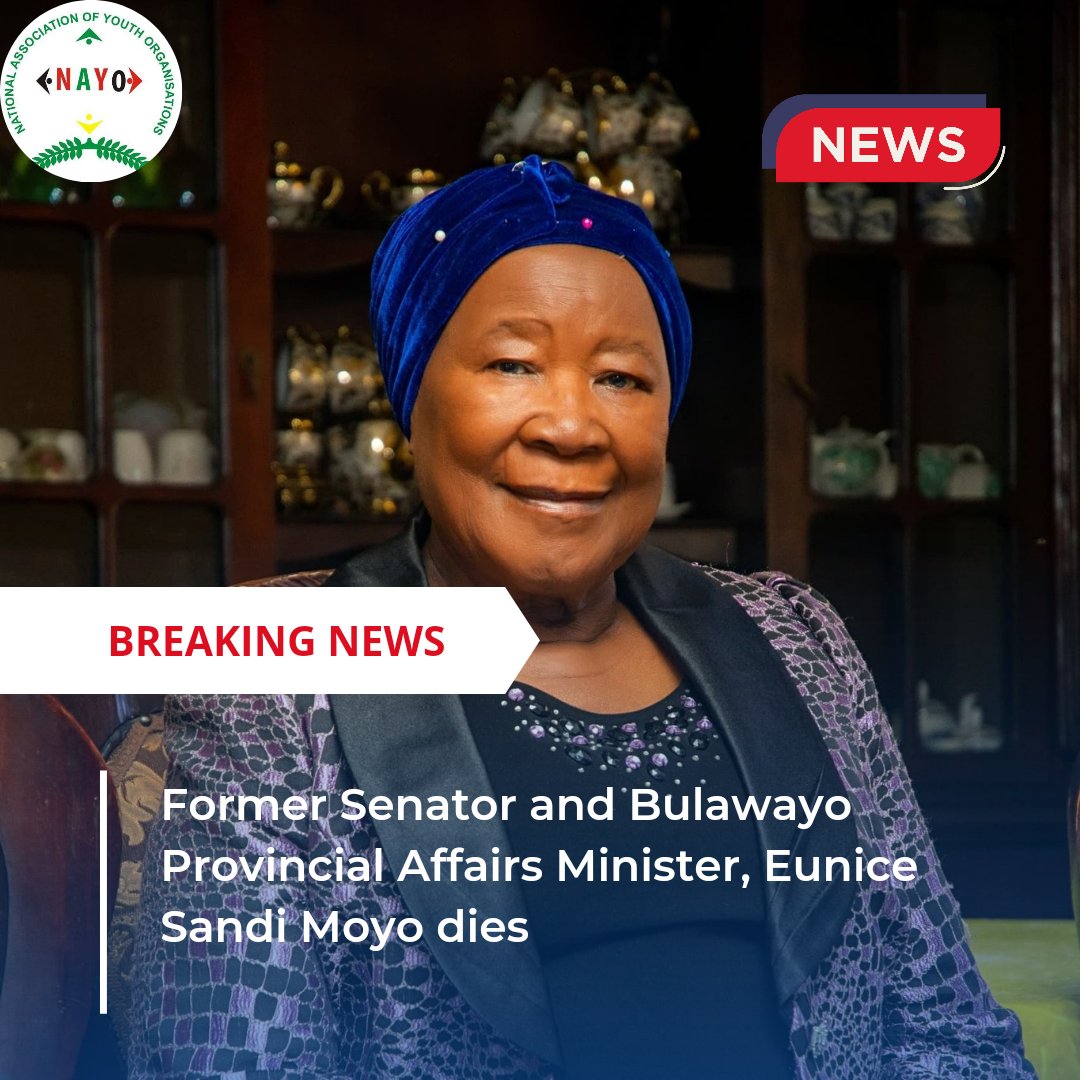 #BreakingNews: Former Senator and Bulawayo Provincial Affairs Minister, Sandi Moyo dies #LeaveNoYouthBehind
