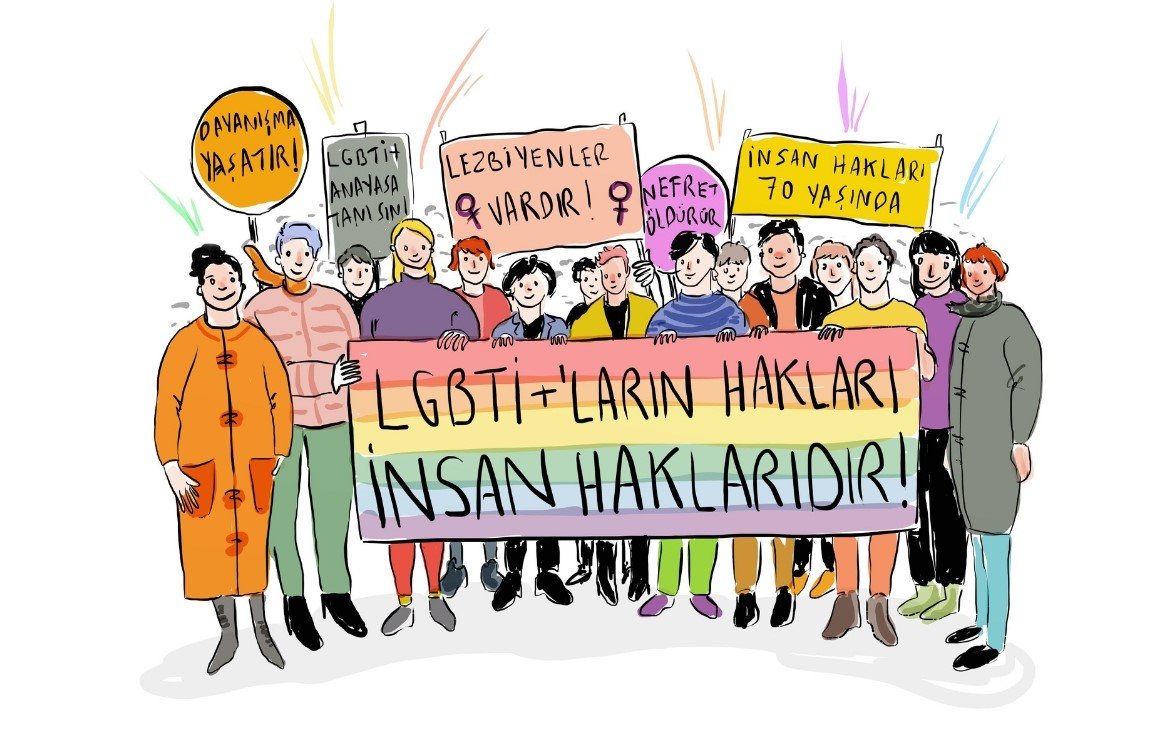 Bugün 17 Mayıs LGBTİ+fobi karşıtlığı günü. İktidarın nefret politikalarına karşı eşit, özgür ve insanca yaşayabilmek için mücadeleyi büyütüyoruz!🏳️‍🌈🏳️‍⚧️ (Görsel: @aslialpar)